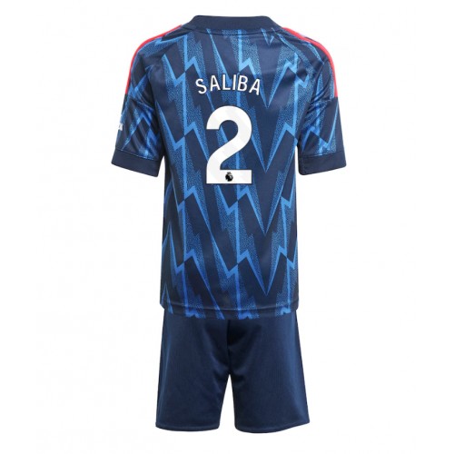 Arsenal William Saliba #2 Replika Babytøj Udebanesæt Børn 2025-26 Kortærmet (+ Korte bukser)